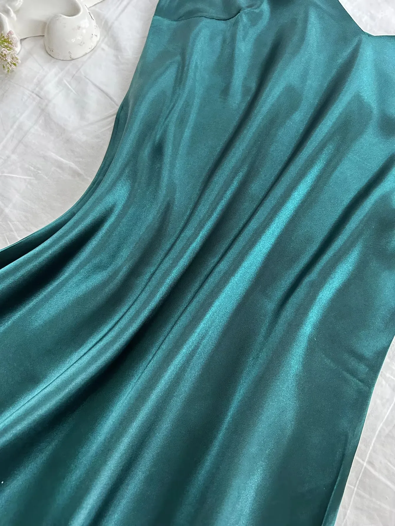 Elegante camisón de noche para mujer, sexy, cómodo y de corte largo, pijama de color liso para mujer.