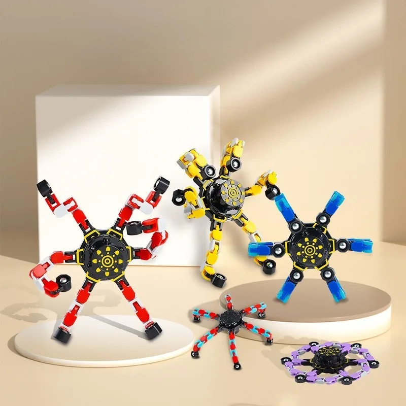 Fidget Spinners déformés, chaîne gyroscopique lumineuse, jouets pour enfants, anti-Stress, jouets de décompression, jouets sensoriels anti-Stress