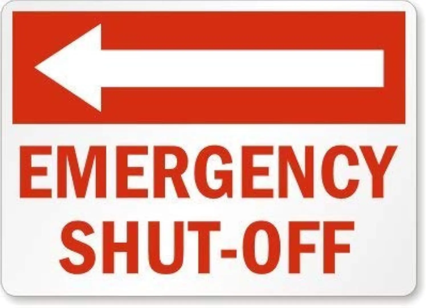 Unoopler Emergency Shut-Off (Arrow Left), Tin Sign, Metal Sign, ;