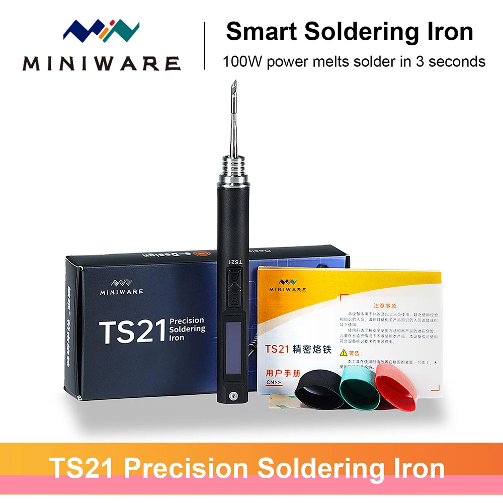 

Precision Soldering Iron MINIWARE TS21 Adjustable Temperature PD100W 100-450℃Welding Solder Rework Station Portable Repair Tool