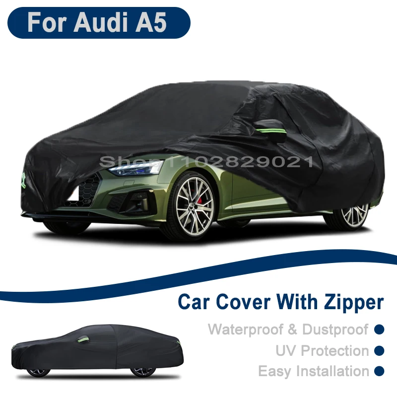 

Outdoor Full Vehicle Cover For Audi A5 - Side Zipper Design, Waterproof Dustproof Sun Protection Car Cover