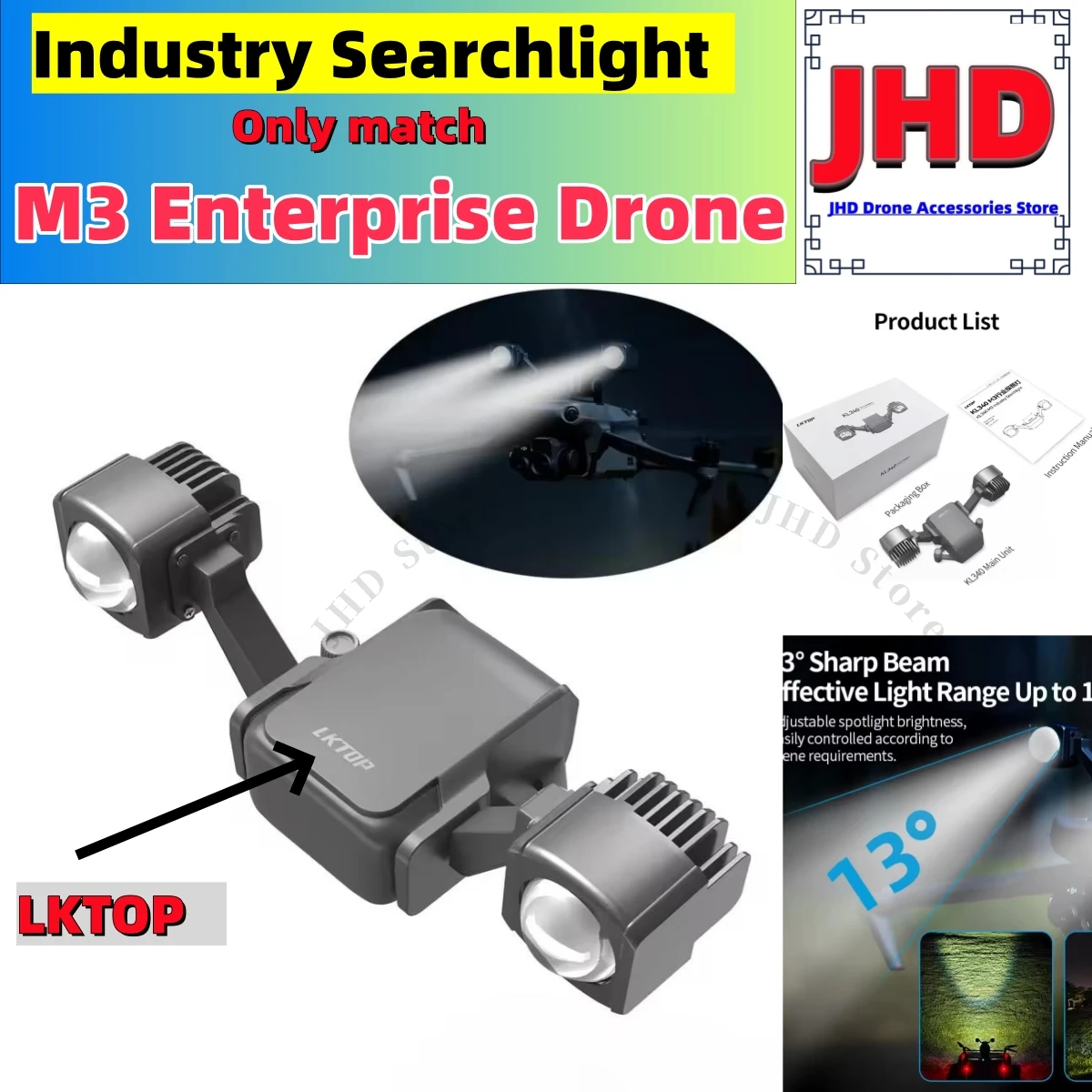 

JHDDJI For Mavic 3 Enterprise Drone Spotlight 150M 40W Searchlight Long Range SOS LKTOP M3 Night Light Luminous Lamp