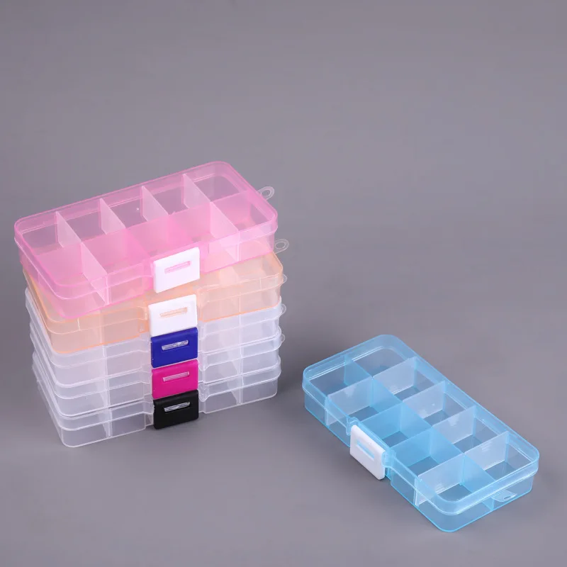 1pcs Detachable Transparent Plastic Box 10grid Storage Box Fishing Tackle Box Portable Jewelry Box Spare Parts Box Small Tools