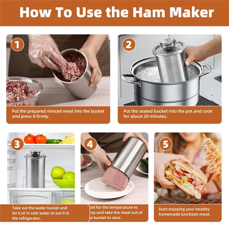 

Stainless Steel For Making Ham-Maker Meat Press-Lunch Meat Maker For Homemade Healthy Deli Meats Delimeat