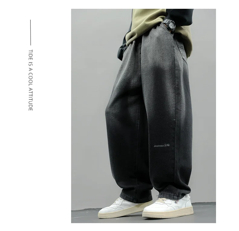 Vintage Kinder Schwarze Gradient-Jeans für Jungen Baby Herbstkleidung Klassische Hosen Kinder Retro Denim-Hosen Große Jungen-Jeans 5 bis 14 Jahre – Detail 5