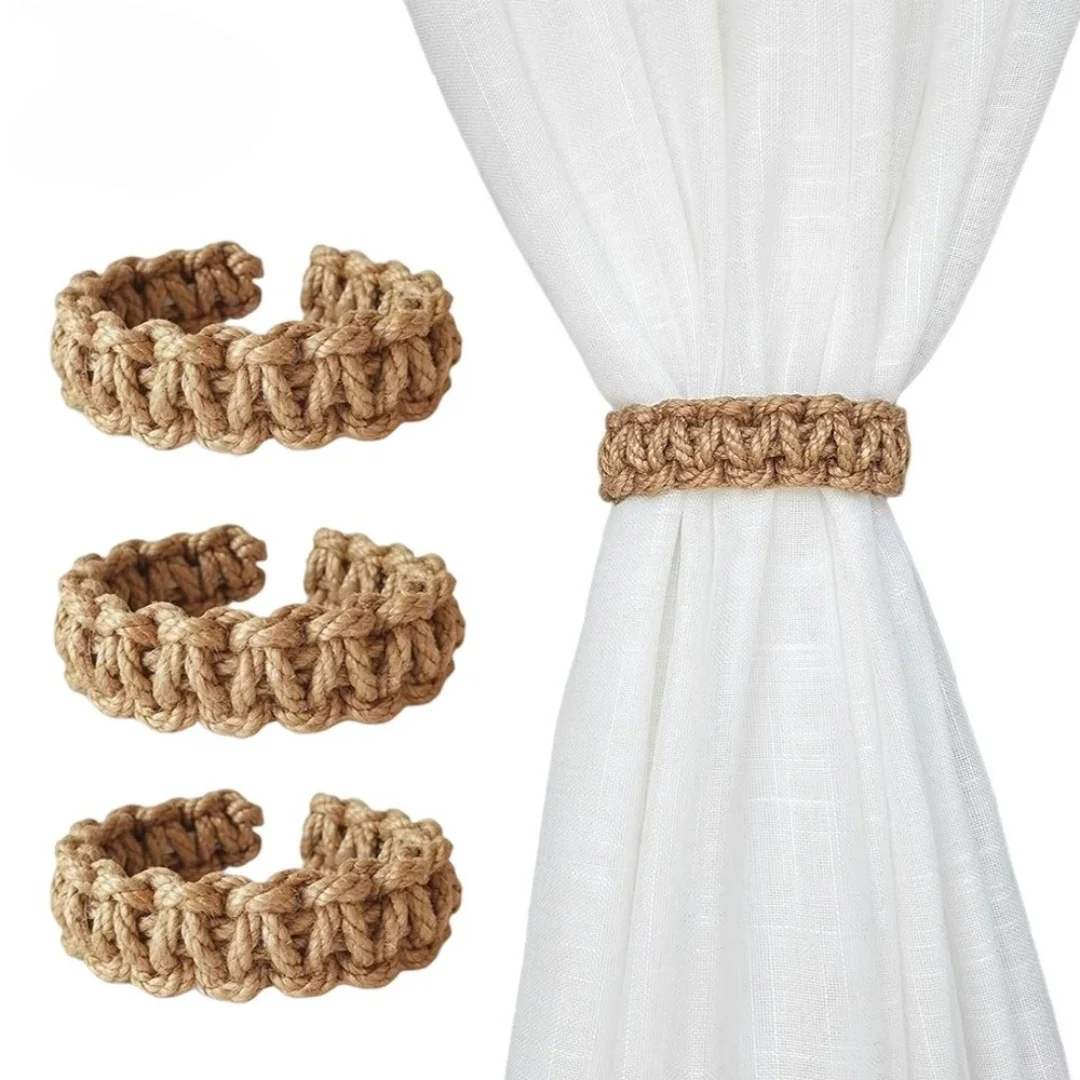 2 Stück/1 Set geflochtene Vorhang-Raffhalter, Boho, elegant, rustikal, Vorhang-Raffhalter, Raffhalter, Set, einfache Vorhänge, Dekor, handgefertigt