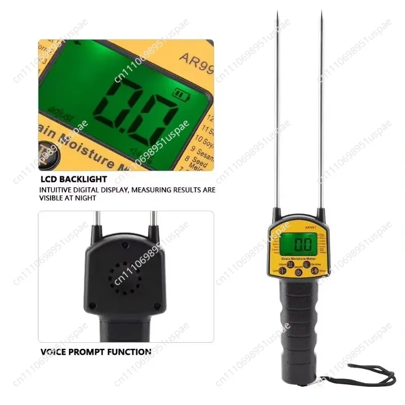 Digital Grain Moisture Tester for Corn Wheat Rice Beans Peanuts, Portable Moisture Meter for Grain and Seeds