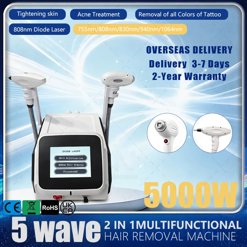 Diode Laser Hair Machine And TattooNew High Quality NEW 2in1 808 DiodeLaser Hair Removal DepigmentationRemoval Machine