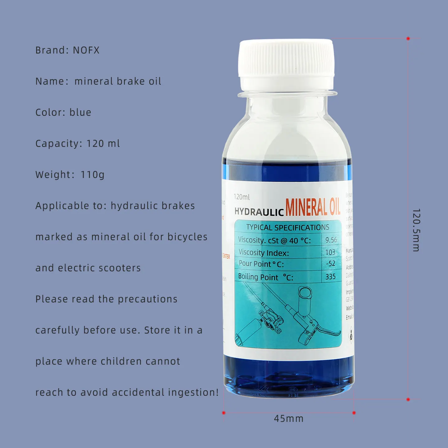 NFOX الزيوت المعدنية DOT 5.1 السائل 120 مللي/4.2 أوقية متوافق مع نظام الفرامل الهيدروليكية صيانة ل دراجة الطريق الجبلية سكوتر كهربائي