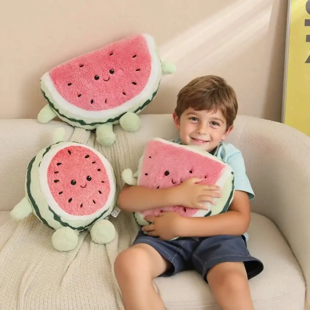 Jouets en peluche pastèque mignons, poupée en fourrure, coussins de plantes en peluche, oreiller de Fruits de dessin animé Kawaii, jouet doux pour enfants, cadeau d'anniversaire