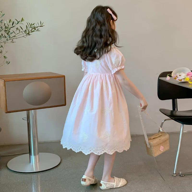 Lolita dress for girls 2025 on new summer clothes short sleeved princess dress for children holiday party thin sand skirt