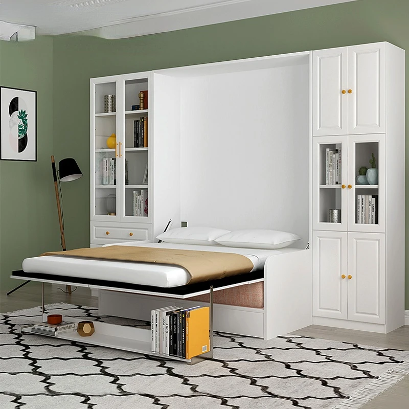 Multifunctional sofa hidden bed with bookcase small turnover bed closet bed folding closet bed