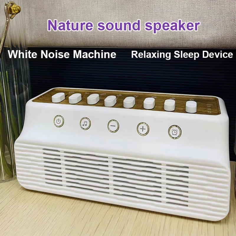 Máquina portátil de ruido blanco, Altavoz Bluetooth, caja de sonido natural, todo en uno con 8 sonidos ambientales, dispositivo de sueño relajante HIFI