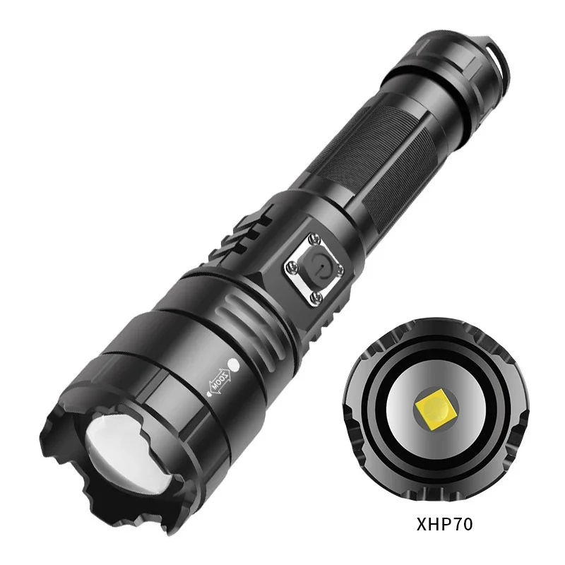 XHP70 Led Flashlight USB-C Rechargeable Torch Support Output Powerful Light 18650 21700 Outdoor Lights High-Power Lamp 1800LM