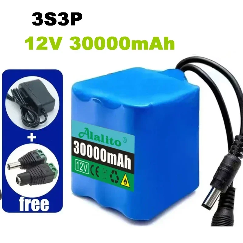 18650 3S3P 12V 20-50Ah lithium battery pack with BMS for audio monitoring emergency light uninterrupted power supply Battery