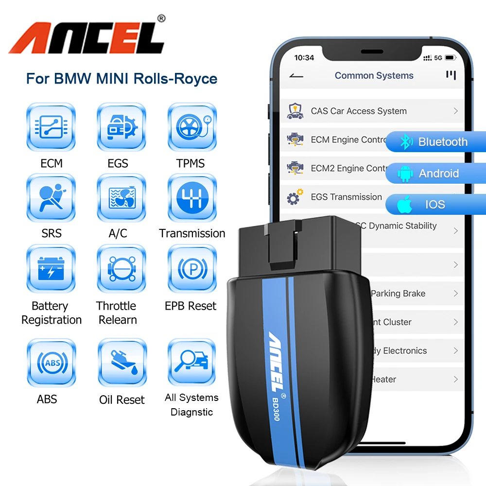 ANCEL BD300 OBD2 Bluetooth Automotive Scanner Professional All System Code Reader EPB Oil Reset OBD 2 Car Diagnostic Scan Tools