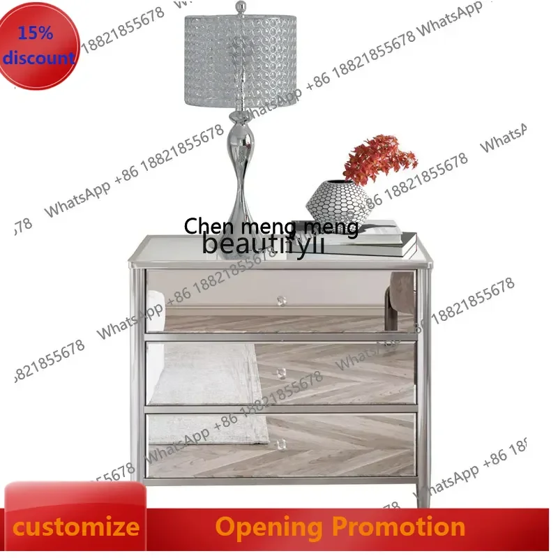 

new styleModern Mirror Bedside Table European and American Style Sofa Side Table Simple Storage Cabinet ss 7304