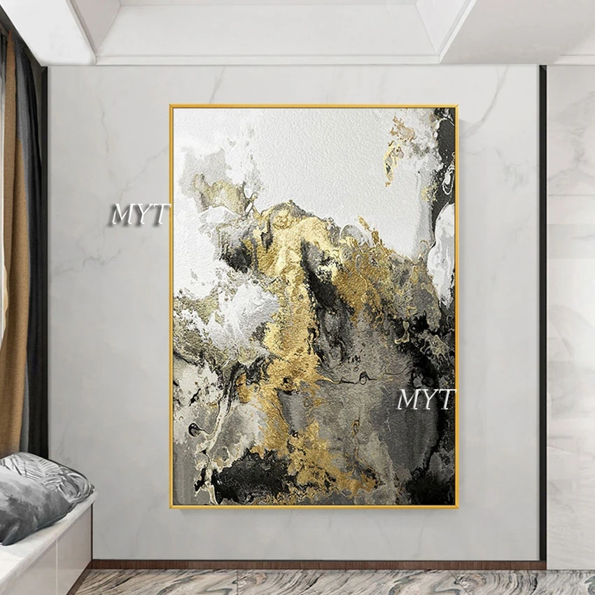 

Gold Foil Wall Art Paintings Abstract Black And White Modern Textured Canvas Acrylic Home Designs Decorations Artwork Unframed