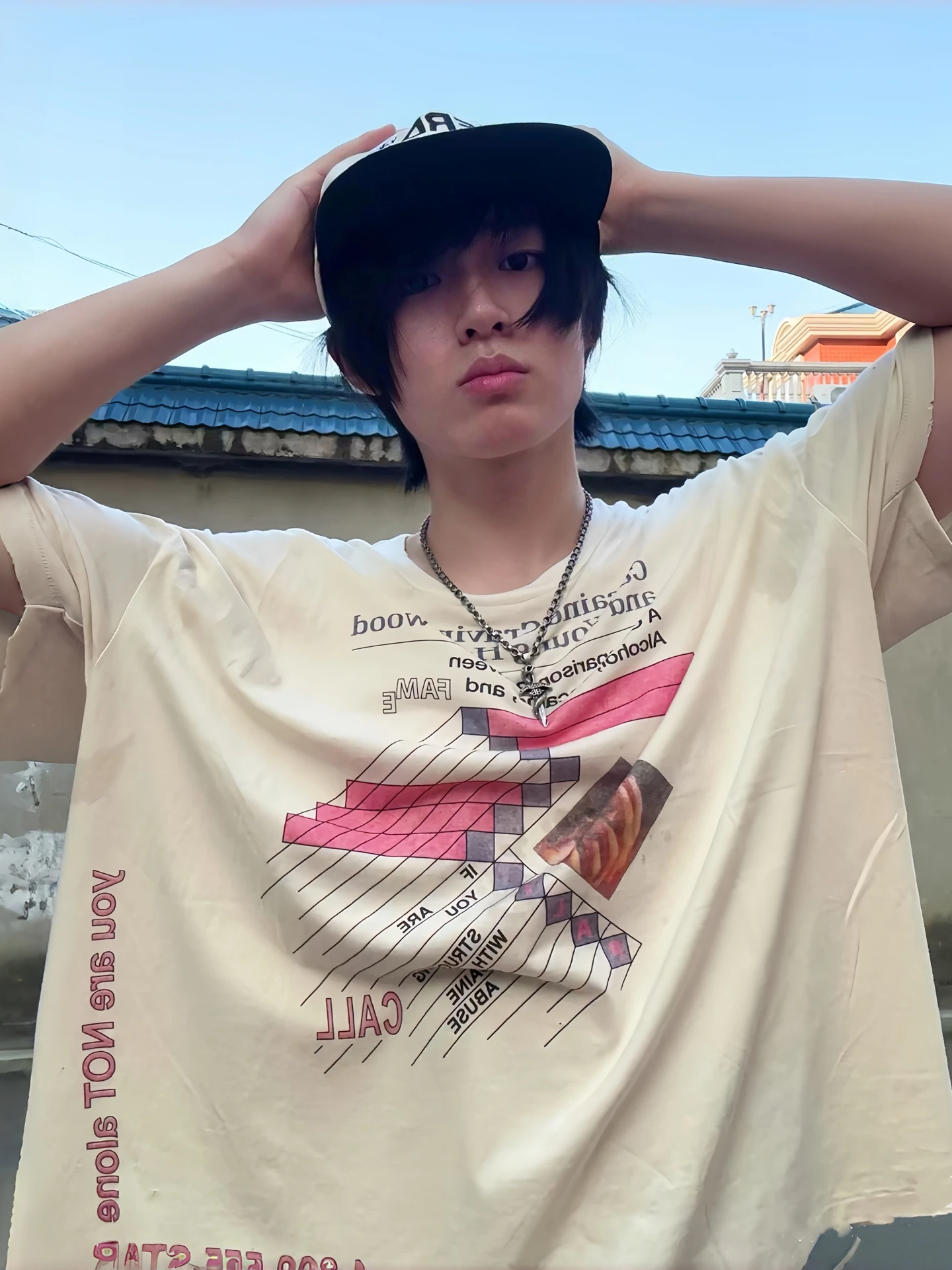 

Paly Summer Loose Men's Short Sleeve T-Shirt Streetwear Graffiti Anime Couple Matching round Neck Cotton Casual Tee