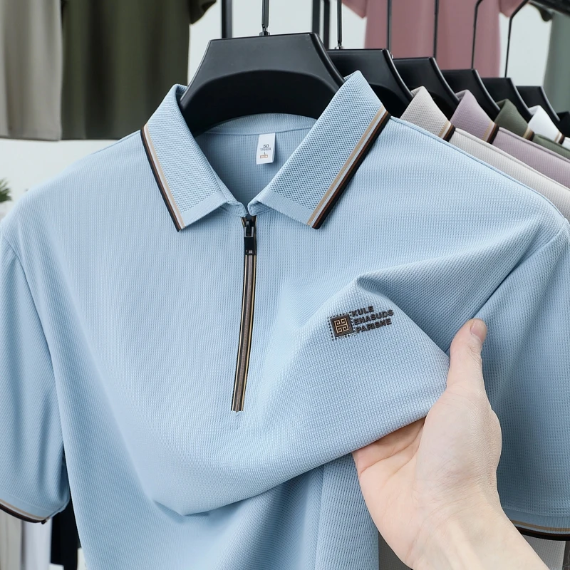 

Summer new men's short sleeve shirt casual business lapel polo shirt high-end customized comfortable slim fit fashionableT-shirt