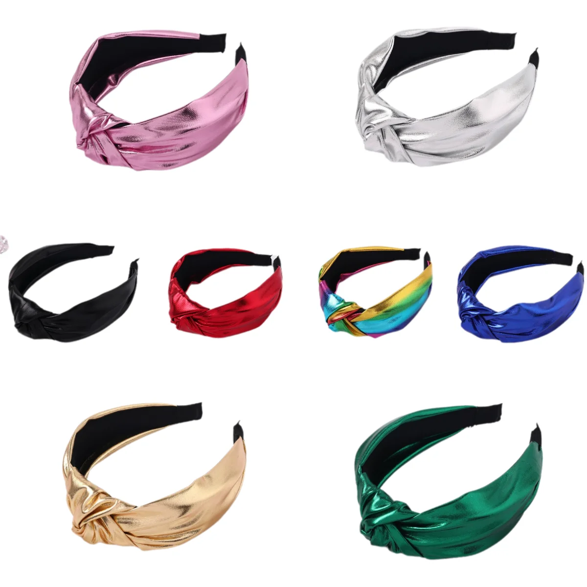 

Fashion Wide Bright Solid Twist Headbands for Women Girls Hair Hoops Hair Accessories Ladies New PU Leather Knot Hairbands