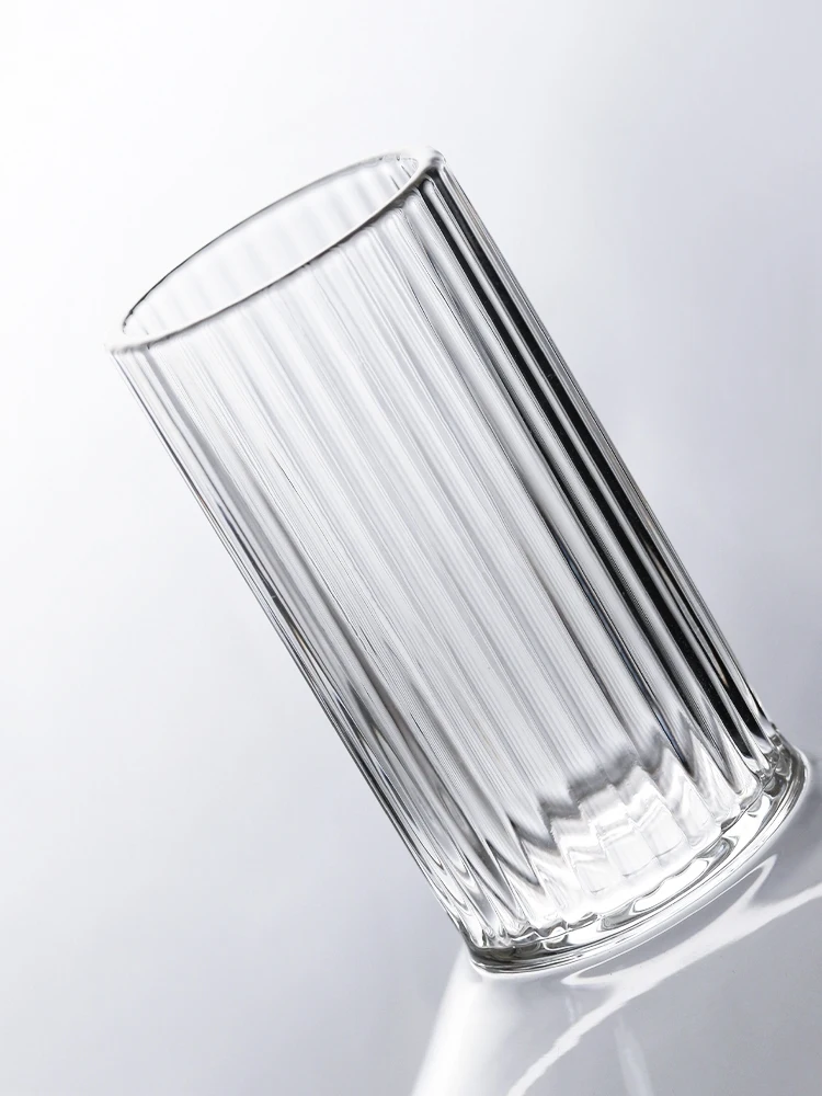 Glass Cups Ins Popular Home Use Creative Stripe Iced Americano Latte Cocktail Juicy Desserts Drinkware Europe Simple Style Round
