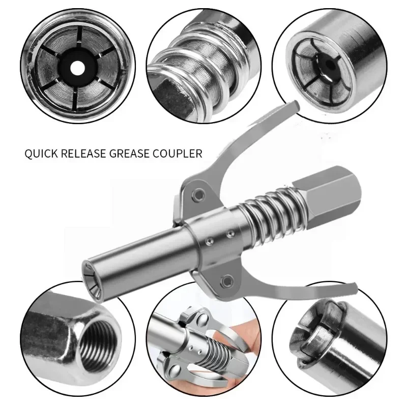 Grease Gun Adapter Car Grease Coupler Lube Quick Release Lock On Coupling End High-pressure Oil Injection Nozzle