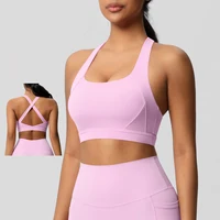 Sujetadores de Yoga para Fitness para mujer, ropa interior Sexy con tirantes, belleza en la espalda, Push Up, deportes, Top corto para correr, ropa de Yoga: 100500868