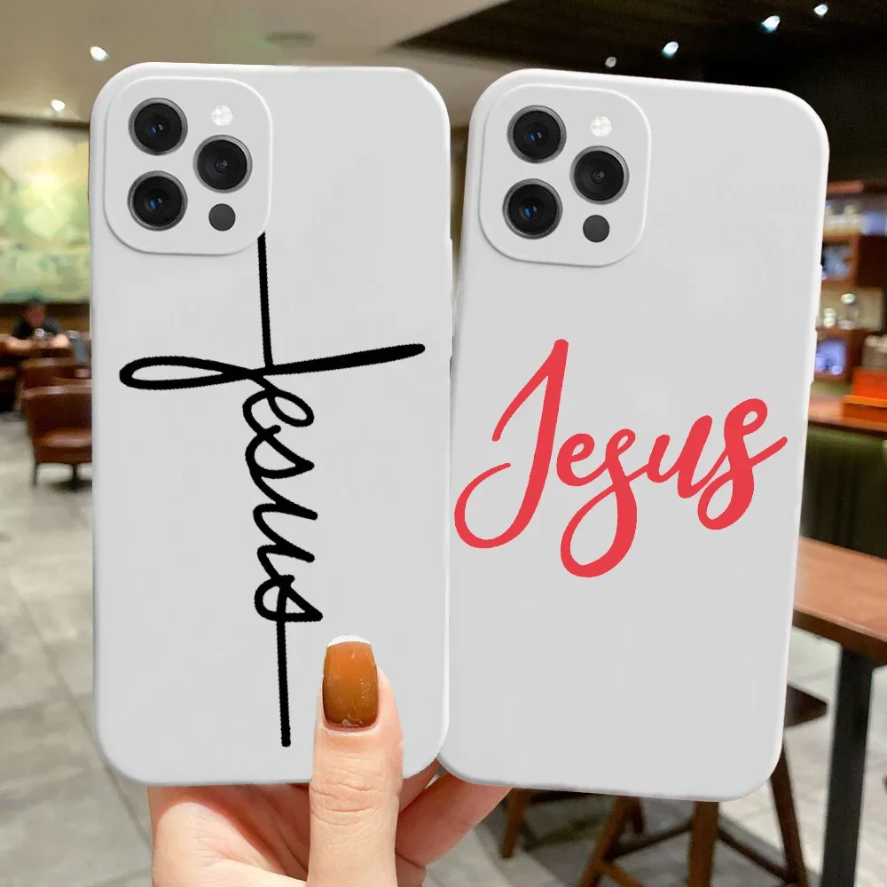 Christian Religious Faith Jesus Phone Case for iPhone 16 15 13 14 12 11 Pro Max Mini 7 8 Plus SE Soft White Silicon Cover Skin