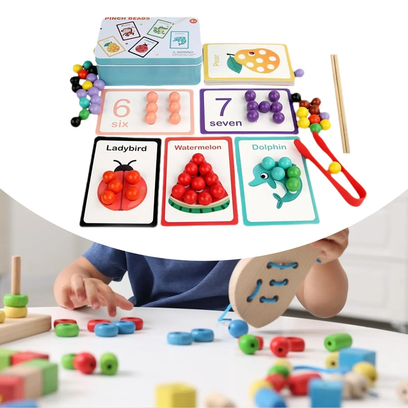 

Clip Beads Toy Coordination Math Manipulatives Counting Matching Game Clip Bead Game for Kindergarten Preschool Boys and Girls