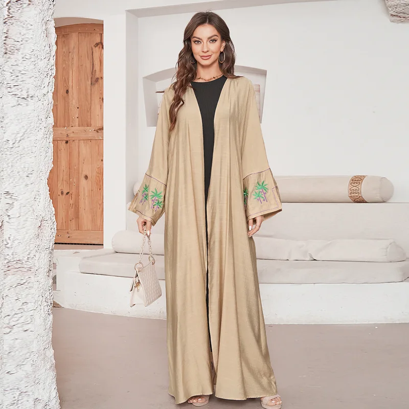 2024 New Embroiled Muslim Clothing Fashionable Elegant Cardigan Cotton Dress Robe Near East Dubai Saudi Abaya Festival Cardigan