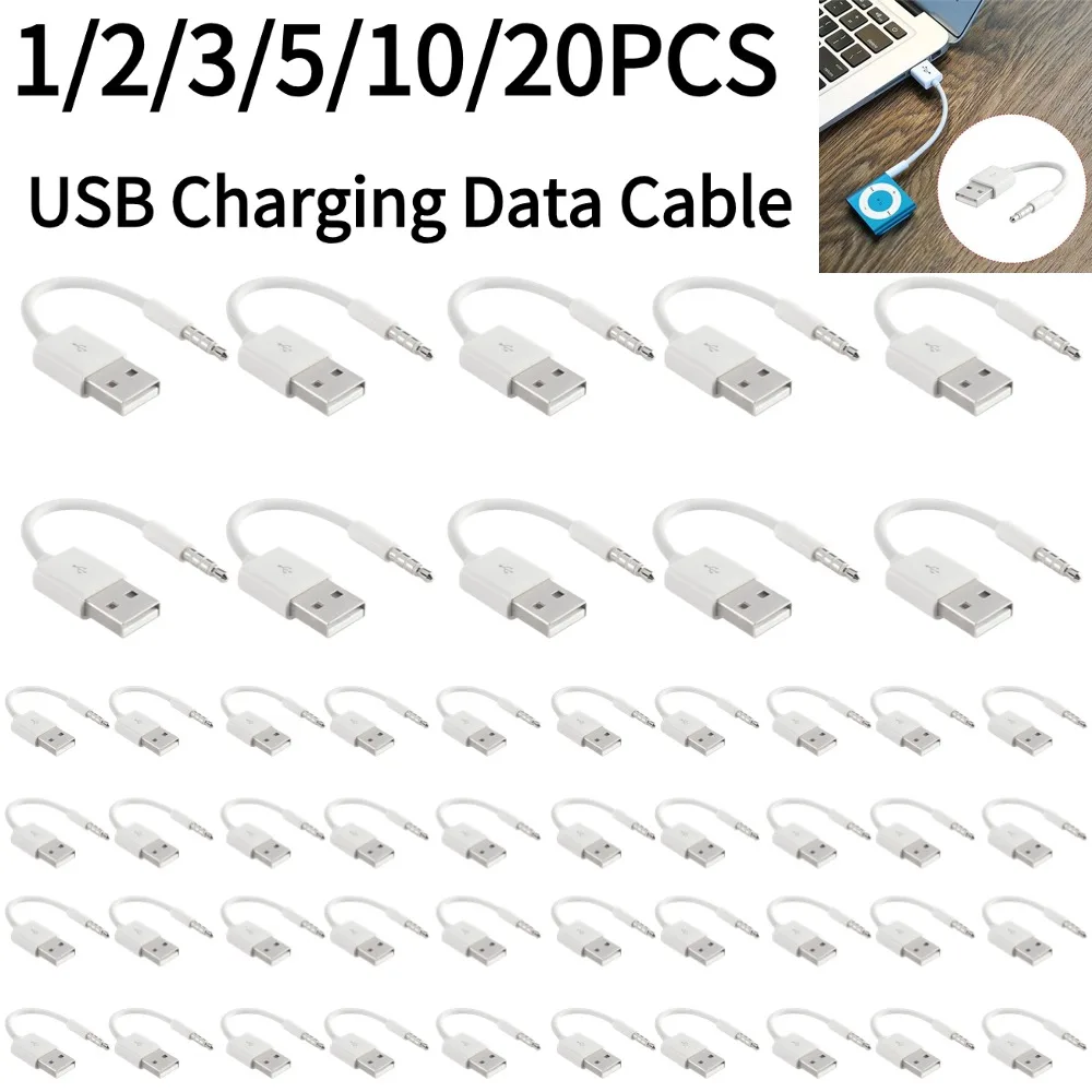 

1-20 шт. зарядный кабель для передачи данных для Apple iPod для Shuffle USB-разъем 3,5 мм, адаптерный кабель для MP4-плеера, динамика, шнур зарядного устройства, провод