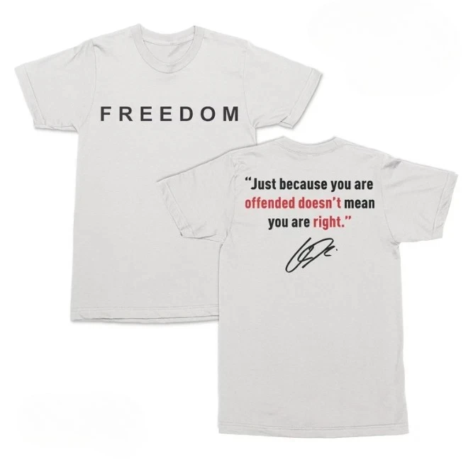 Freedom Offended Doesnt Mean Youre Right Charlie Kirk Comfortable and Soft Breathable Fashionable Street Hip Hop Men's Clothing