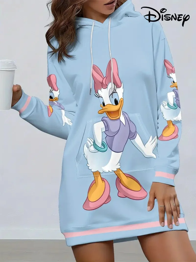 عيد الميلاد ديزني العلامة التجارية غرزة الكرتون طويل هوديي الخريف جديد البسيطة مثير فستان بأكمام طويلة الكورية أزياء أنيقة السيدات الطرف.