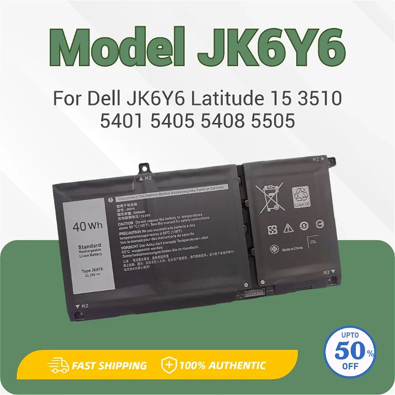 

Battery for Dell JK6Y6 Latitude 15 3510 5401 5405 5408 5505 Laptops