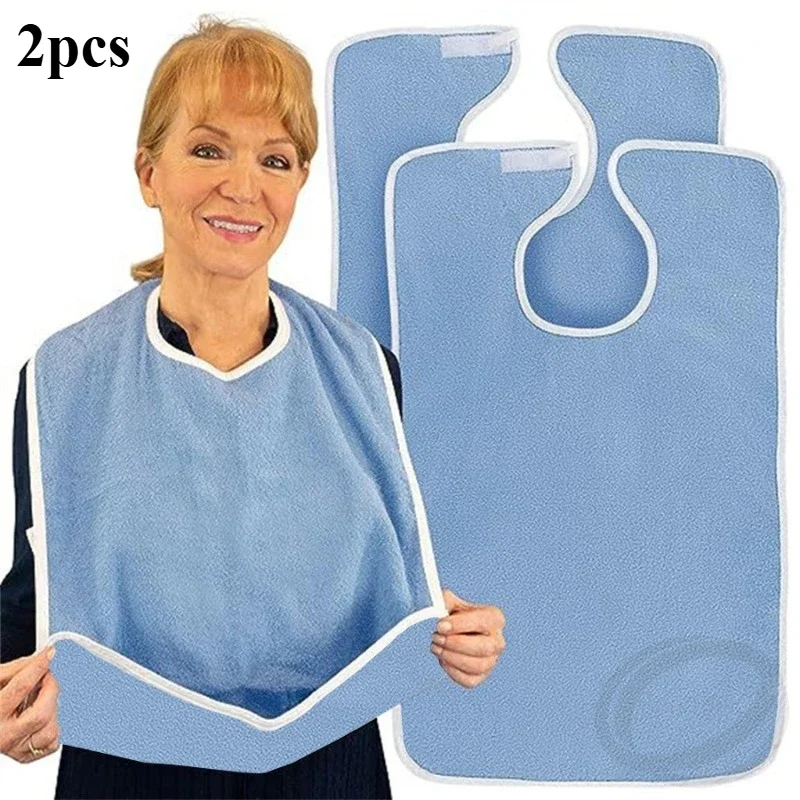 1/2 bavoirs en tissu pour adultes, anti-pollution et anti-bave, pour personnes âgées, lavables en machine et conçus pour le confort et la dignité