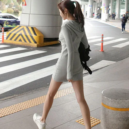 Moletom com capuz de algodão fino ajuste ort dr casual esportes zíper longo sve camada base ort saia cintura alta commute sle cor pura