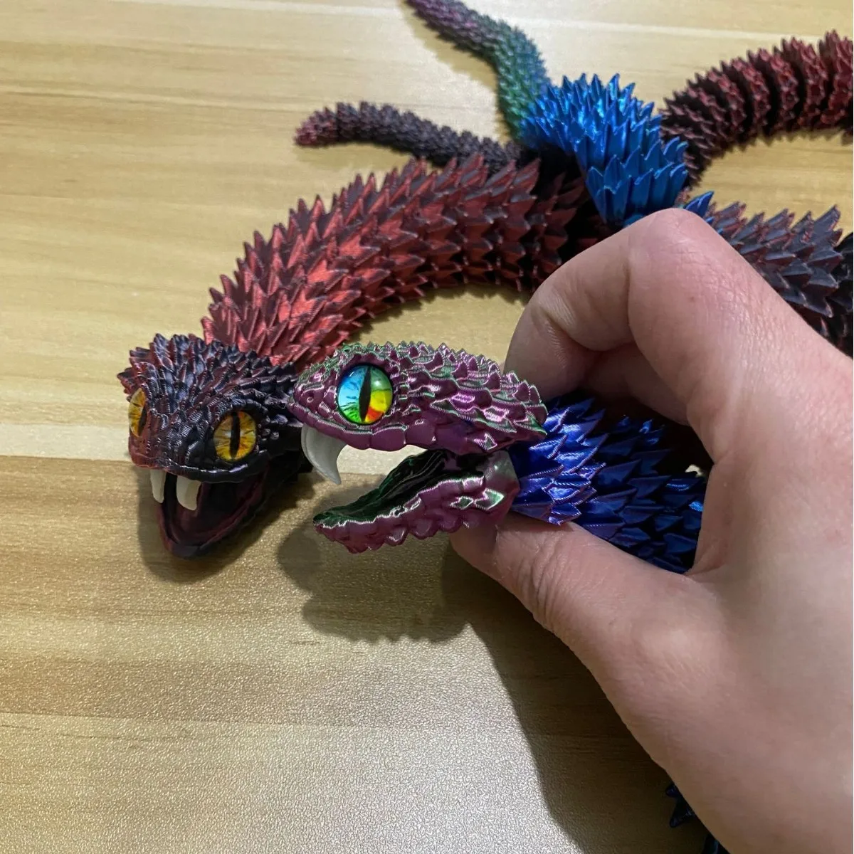 30/45/60cm 3D Printed Snake Articulated Snakes Toy with Openable Mouth and Retractable Teeth Flexible for Home Desk Decoration