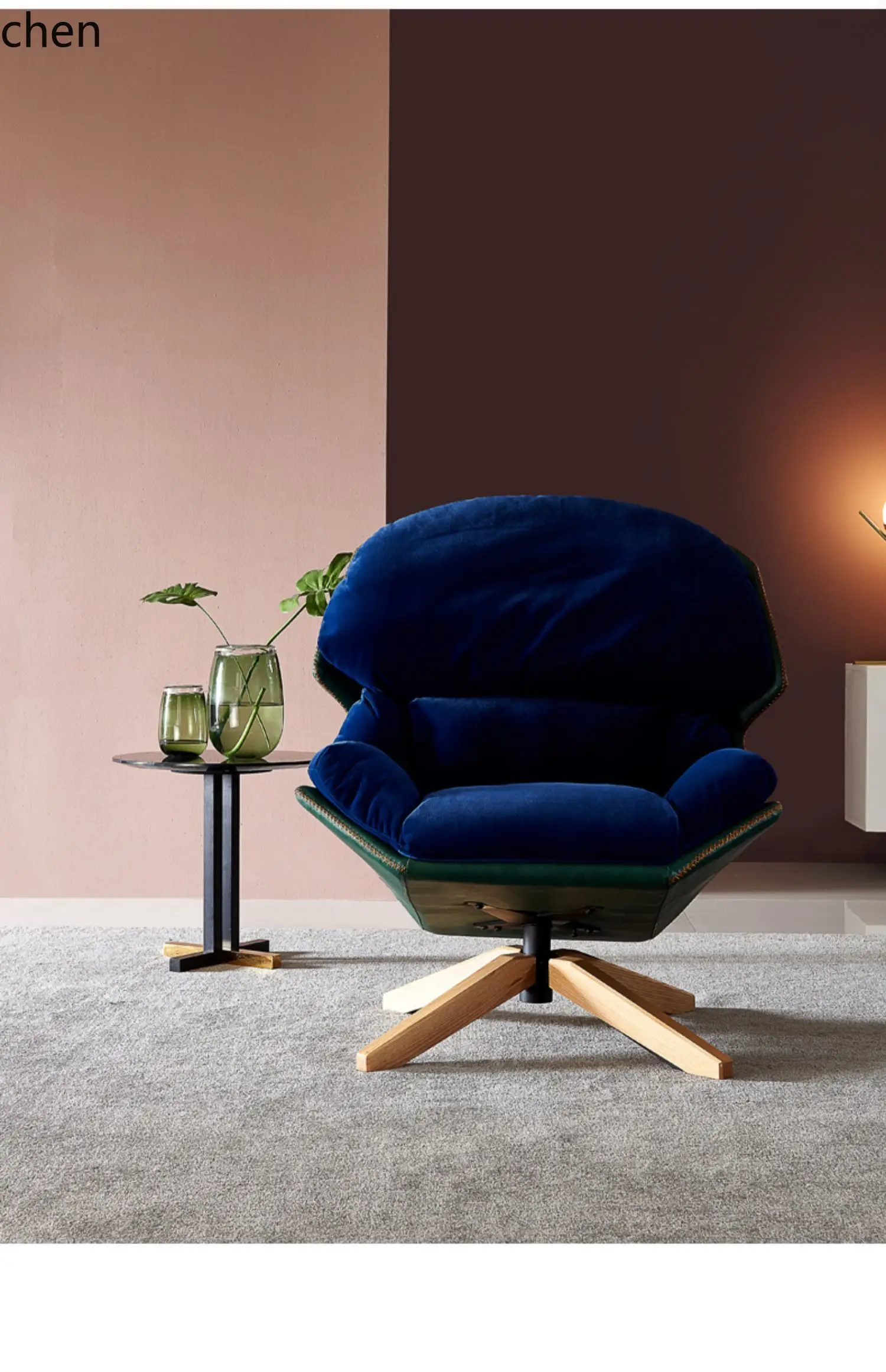 

HXL Internet celebrity leisure chair living room lazy sofa modern simple wind dark green single chair