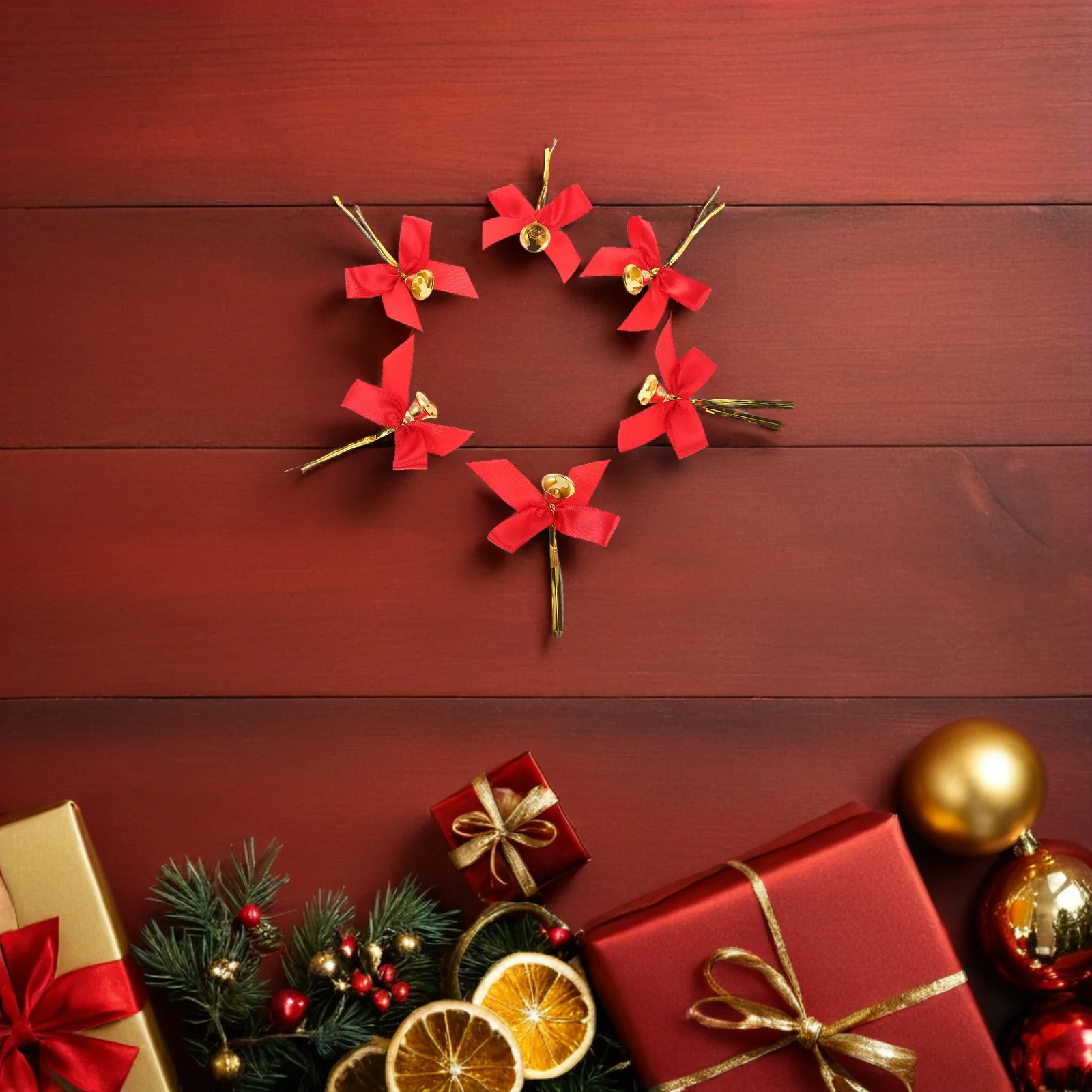 

12Pcs Red Bow Ornaments Christmas Tree Bows Bells Easy to Hang Versatile Holiday Decorations Christmas Bow Decorations