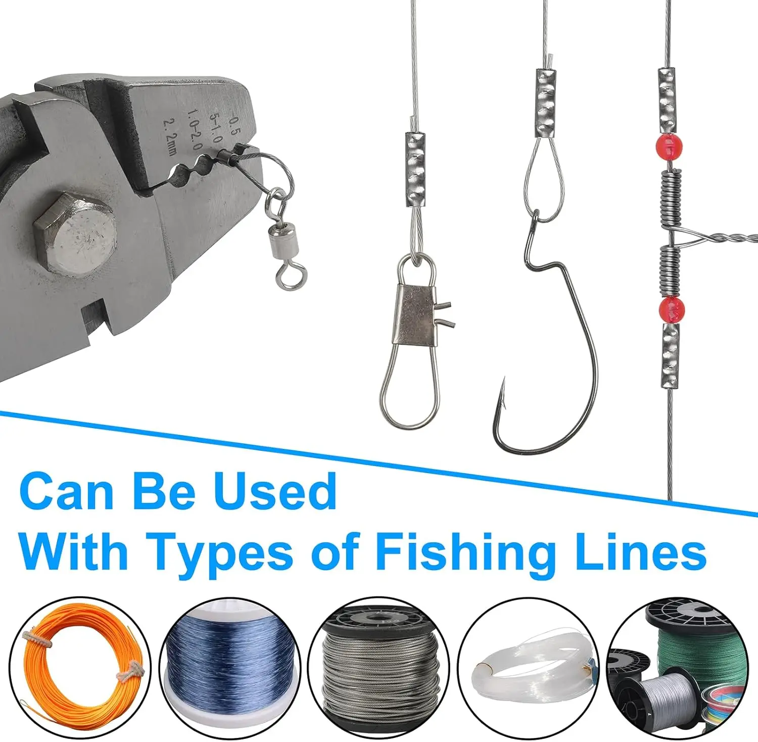 500 Pz Pesca Singolo Barile Manicotti A Crimpare Linea di Pesca Filo Leader Tubo di Rame Connettori Tubo di Rame Misto Affrontare accessori