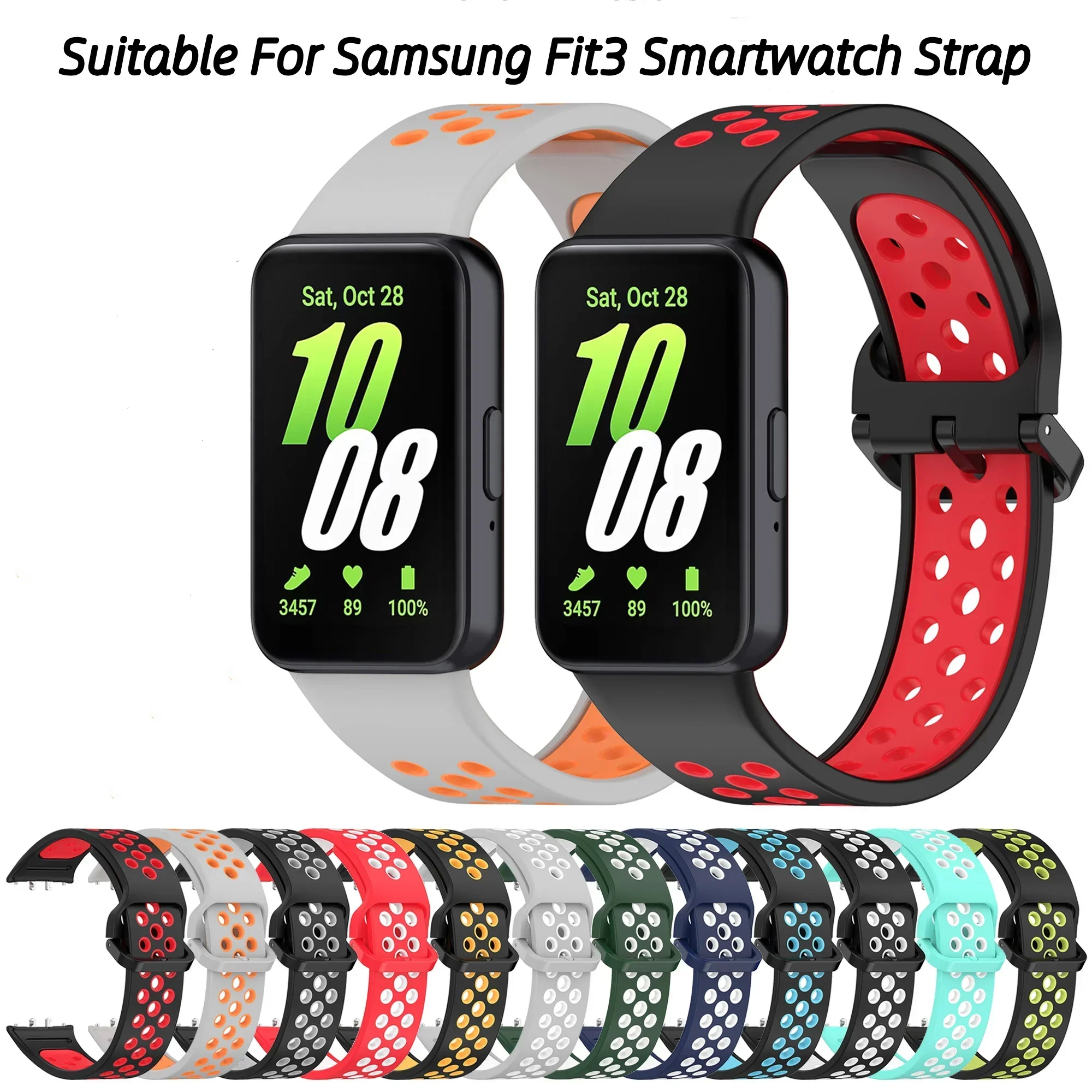Silicone Strap For Samsung Fit 3 SM-R390 Watch Bracelet Two-Color Solicone Breathable Watchband For Galaxy Fit3 Bracelet Strap