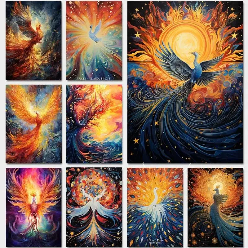 1pc frameless Canvas Painting Reborn From Nirvana Phoenix Canvas Print Poster  Plump Wings Wall Decor for Home Interior pc  Eleg