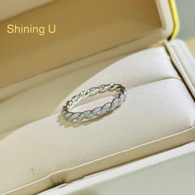 

Сияющее серебряное кольцо U S925 с цирконом и драгоценными камнями для женщин, ювелирные изделия на годовщину