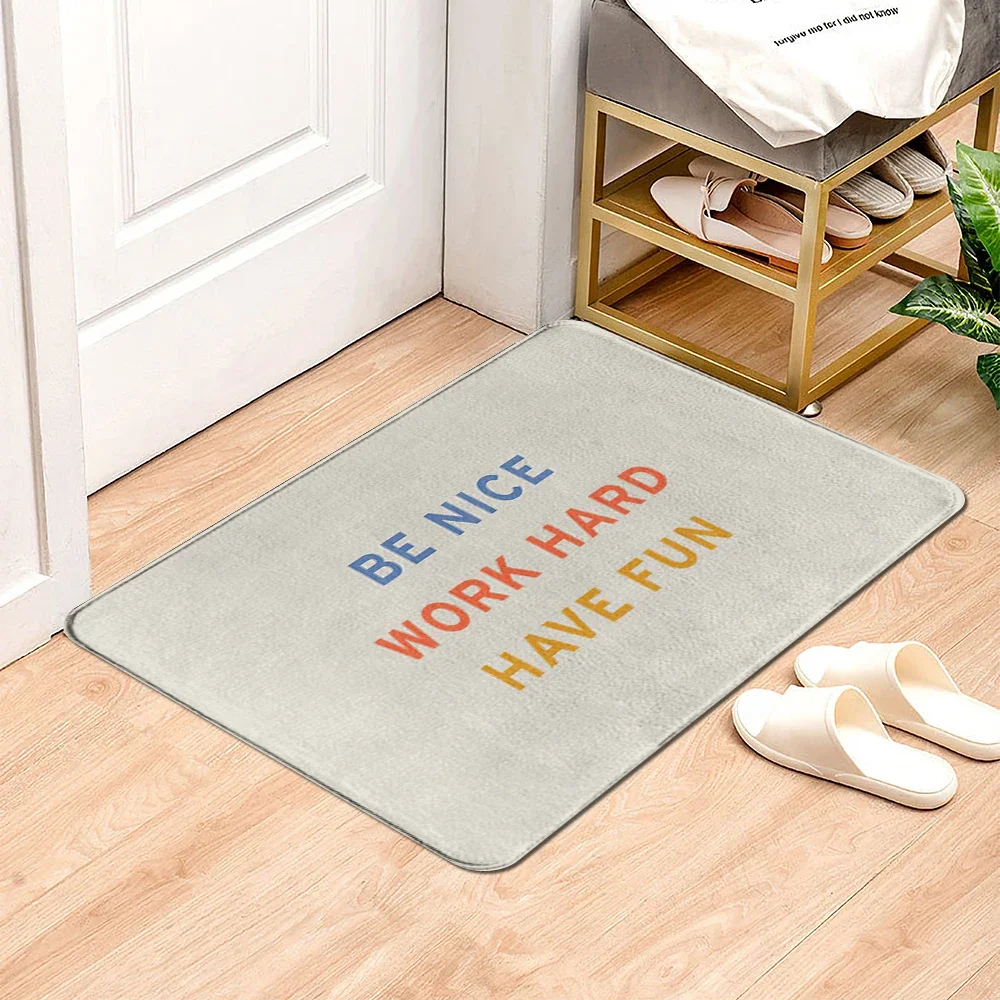 Color Creative Text Door Mat Carpet Living Room Bedroom Anti-Slip Foot Mat Durable Entrance Kitchen Bedroom Balcony Floor Mat