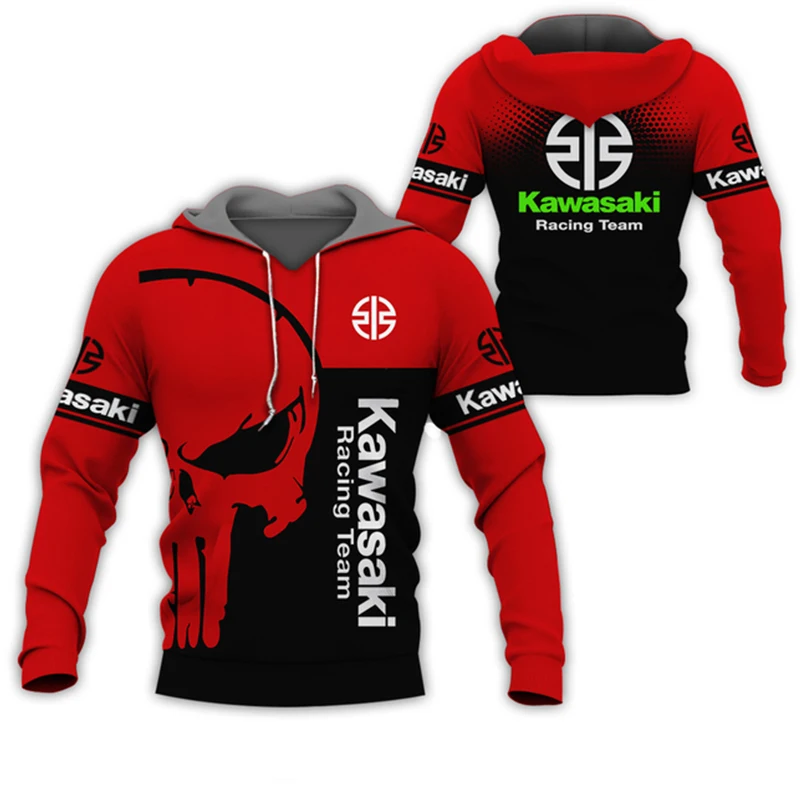 Spring And Autumn New 3D Print Kawasaki Ninja Motorcycle Riding Off-Road Pullover Extreme Sports Adventure Unisex Fashion Hoodie