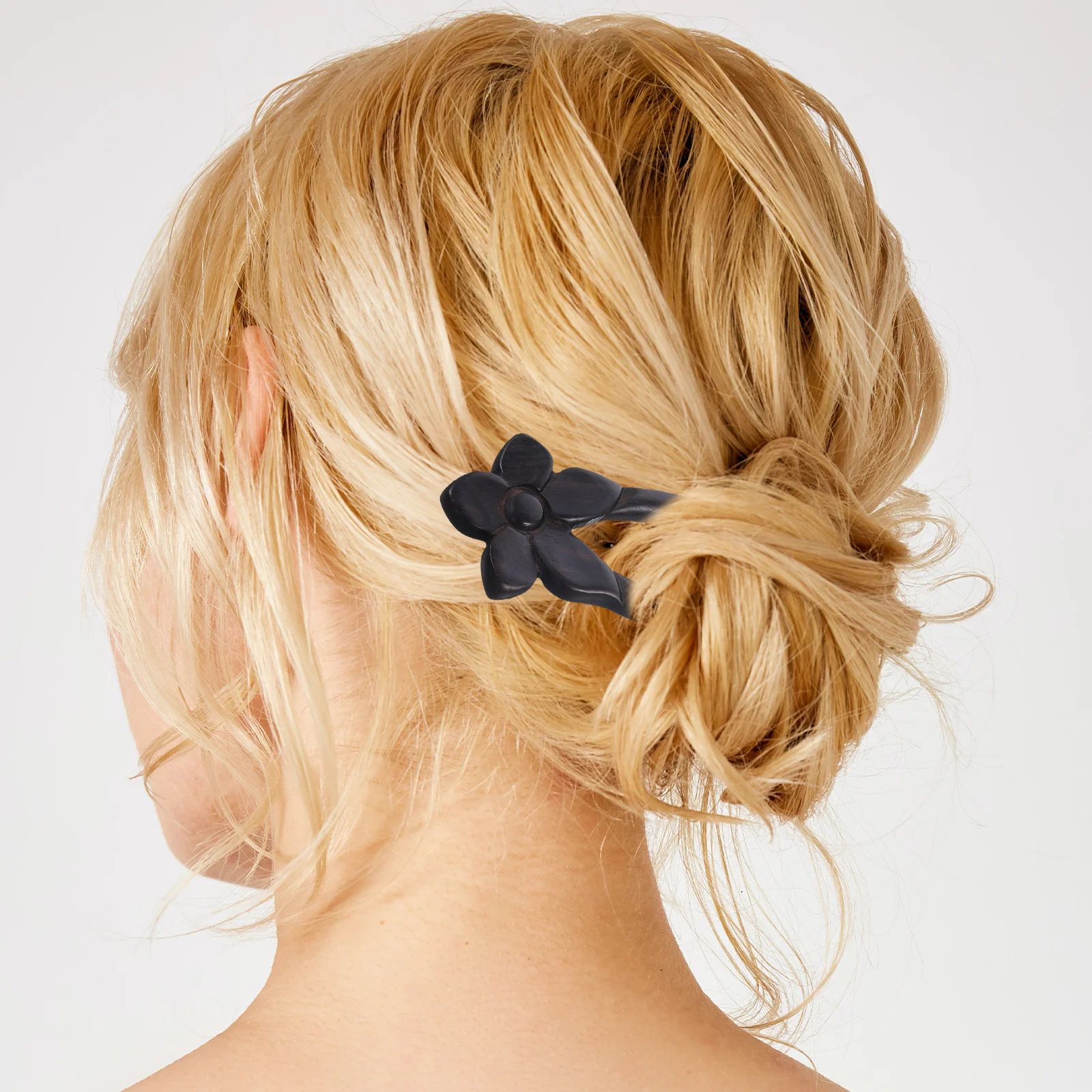 

French Wooden Flower Hairpin Ebony U-Shaped Retro Bun Sticks for Women Long Hair Accessories Pins Secure Hold Versatile Stylish