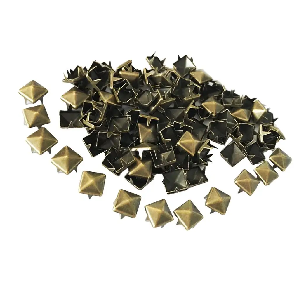 Nailheads Rivets Copper Square Pyramid Studs Leather Rivets Metal Studs for Wall and Wallet Punk Crafts DIY