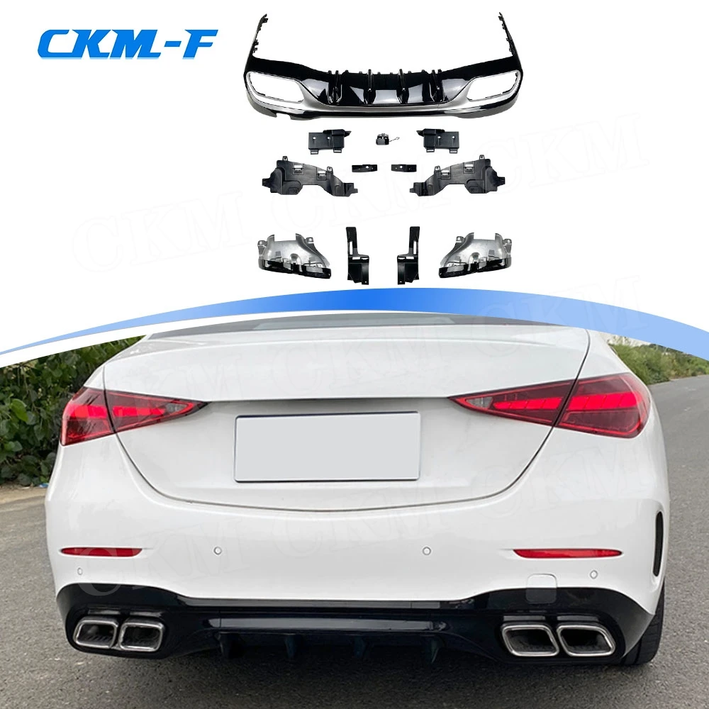 

Car Rear Diffuser Lip Spoiler with Exhaust Rear Tips Brackets for Mercedes Benz C Class W206 C200 C260 C300 C43 C63 AMG 2022+