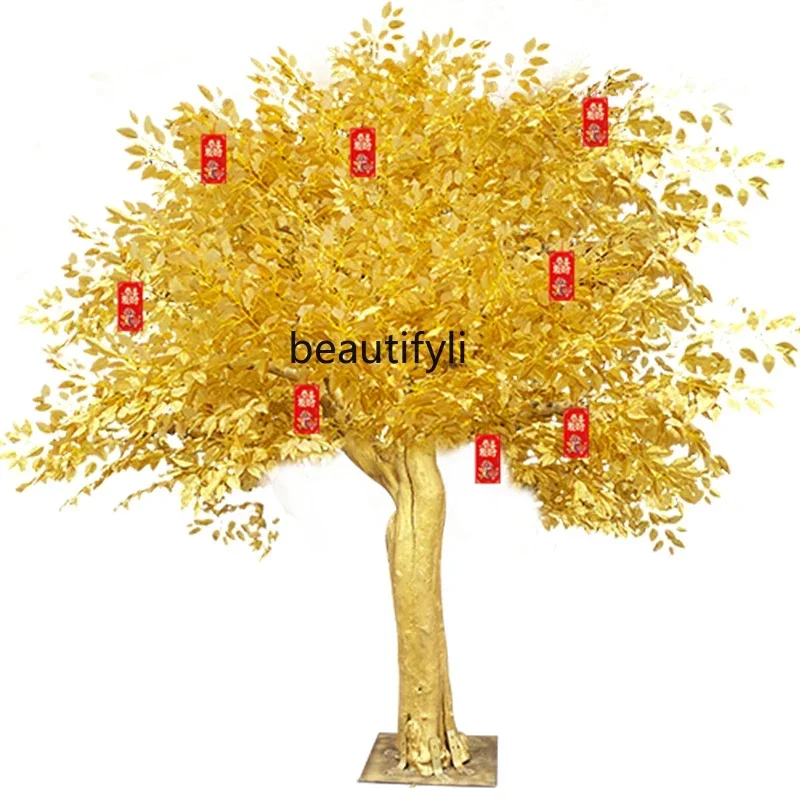 LSimulation  Banyan Wishing Tree Golden Tree New Year Money   Fake  Simulation Gold Gold   Hall Mall Pachira